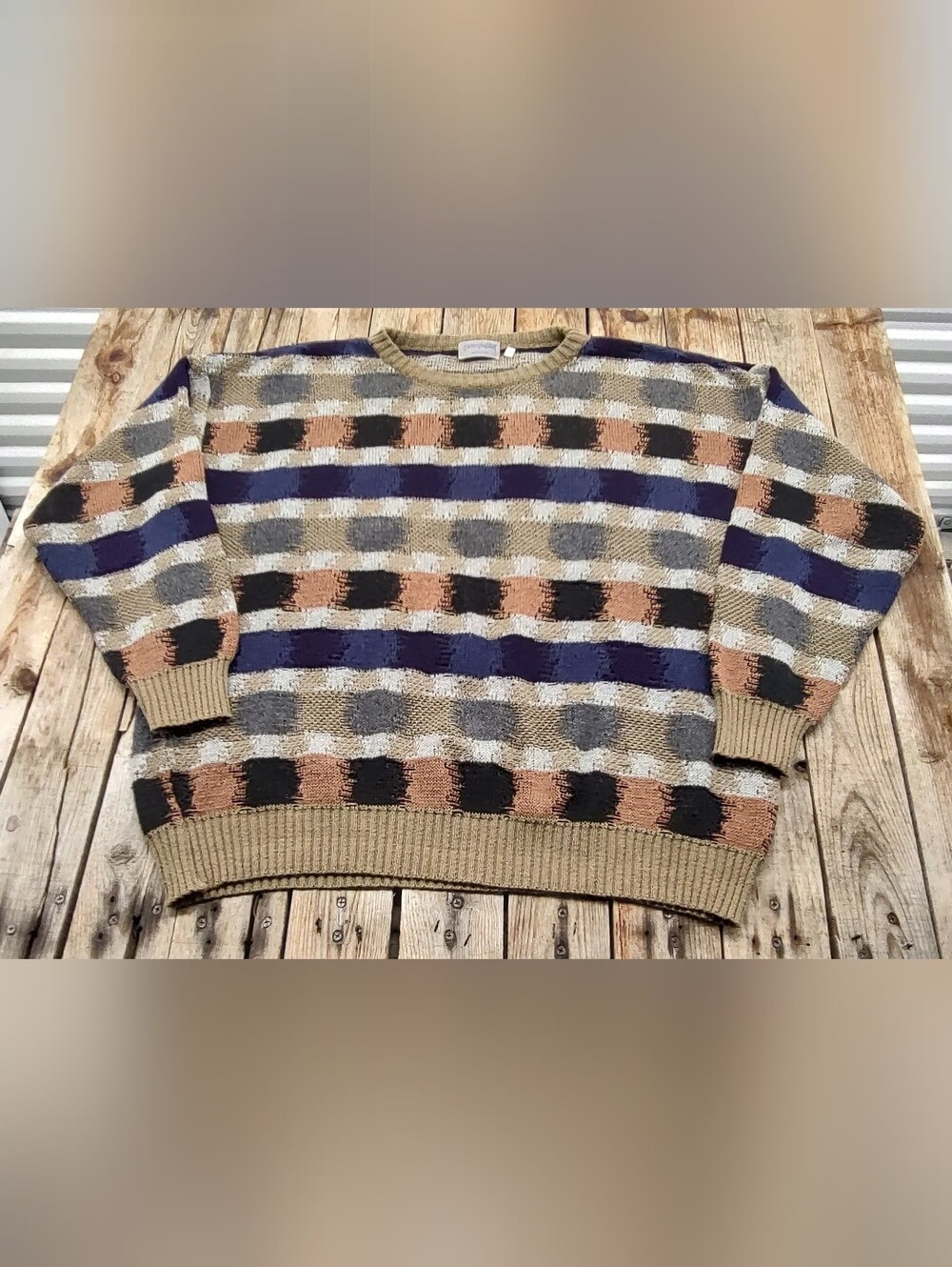 Vintage 90's Metropolitan Plaid Knit Sweater men's Size Large